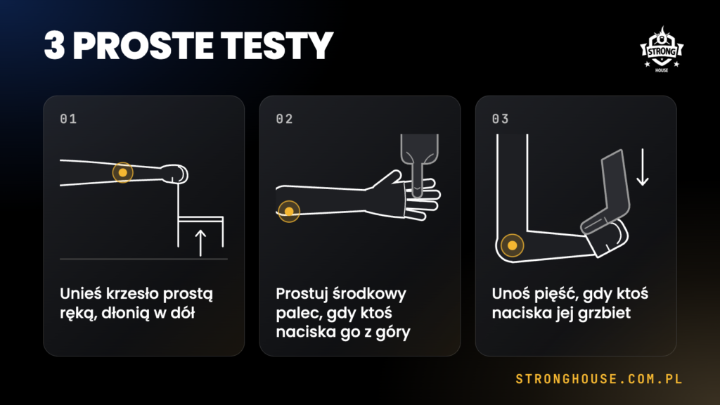 Trzy testy na łokieć tenisisty do wykonania w domu